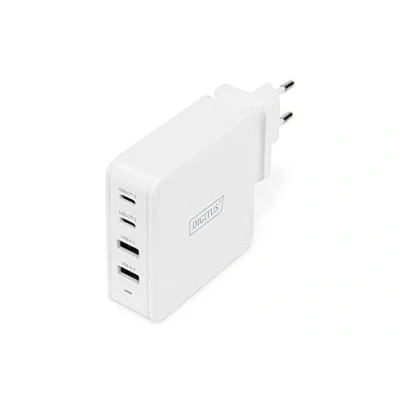 Image de Digitus Adaptateur secteur 100 Watt 5 A PD 3.0 4 connecteurs de sortie (2 x USB, 2 USB C) sur le câble : C blanc