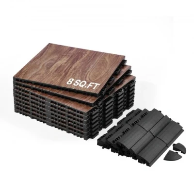 Image de VEVOR Revêtements de sol emboîtable dance 9 pcs grain bois chêne marron