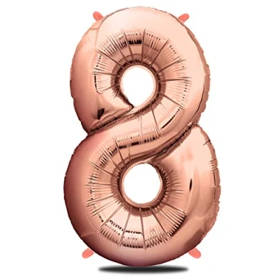 Afbeelding van envami® Verjaardagsballon 8 jaar, roségoud, 101 cm, cijferballon, decoratieve verjaardagsset voor meisjes, Happy Birthday decoratie/ ballon, zweeft dankzij helium