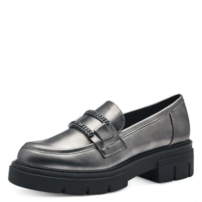 Afbeelding van Marco Tozzi Instappers, Dames, Maat: 39, Silber platin Leer en imitatieleer