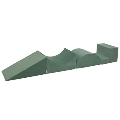 Afbeelding van KiddyMoon Element Helling/Helling/Halve Rol/Trappen Velvet Foam Speelplaats Voor Kinderen, Bosgroen
