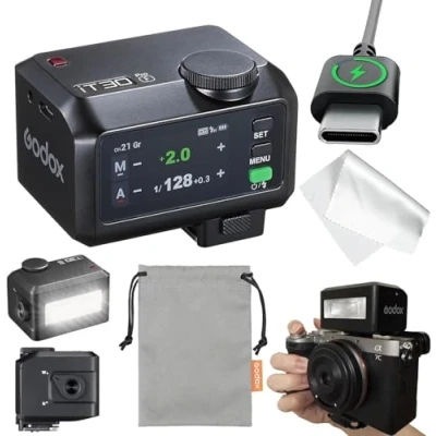 Afbeelding van GODOX IT30PRO F Flash Appareil Photo, IT30 Pro Mini TTL HSS 1/8000s, Compatible avec Fujifilm X100VI GFX100RF XS20 XS10 XT30 II XT5 XM5 GFX50S GFX50R X T4 T3 E4