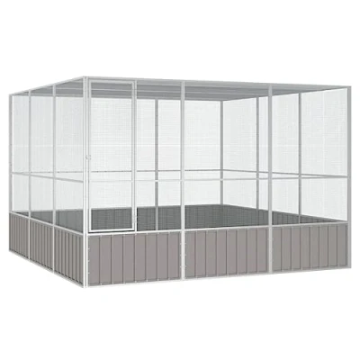 Afbeelding van LuxeLivin&#039; Vogelkooi 302,5x324,5x211,5 cm gegalvaniseerd staal grijs