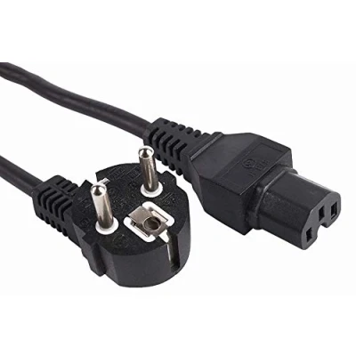 Afbeelding van PremiumCord kpsps2 netsnoer 230 V 2 m, stroomkabel met geaard contact gehoekt op verwarmingsapparaataansluiting C15, IEC 320, pc 3 polig, kleur: Zwart
