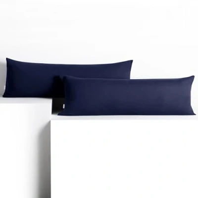 Afbeelding van DecoKing 2 kussenslopen 40 x 200 cm jersey katoen rits donkerblauw amber