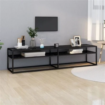 Afbeelding van vidaXL Tv meubel 180x40x40,5 cm gehard glas zwartmarmerkleurig