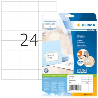 Afbeelding van Etiket HERMA 4390 70x37mm premium wit 600stuks