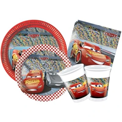 Afbeelding van Ciao Cars feesttafelset, single, Y4323, rood, grijs, 8 personen