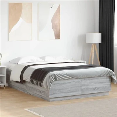 Afbeelding van vidaXL Bedframe met LED verlichting grijs sonoma eiken 140x200 cm