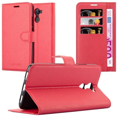Afbeelding van Cadorabo Hoesje geschikt voor Huawei Enjoy 7 PLUS in KARMIJN ROOD Beschermhoes met magnetische sluiting, standfunctie en kaartvakje Book Case Cover Etui