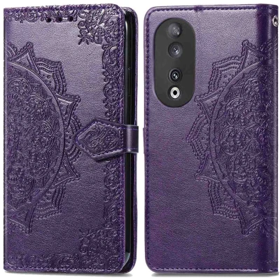 Afbeelding van iMoshion Hoesje Geschikt voor Honor 90 Met Pasjeshouder Mandala Bookcase Paars