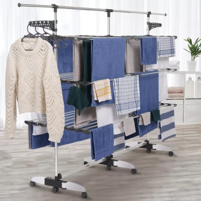 Afbeelding van Séchoir à linge 50M SUPRA XXL gris/blanc 3 niveaux + barre télescopique