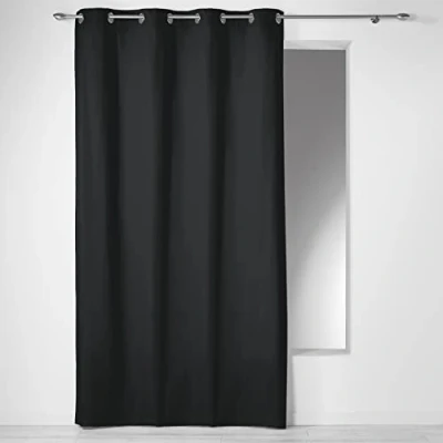 Afbeelding van Livetti Gordijn Kant en klaar met oogje 140x240 cm Katoen Zwart