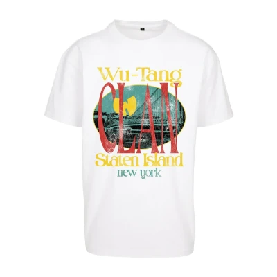 Afbeelding van Mister Tee WU TANG Staten Island Oversize Tshirt print, Heren, Maat: Small, White