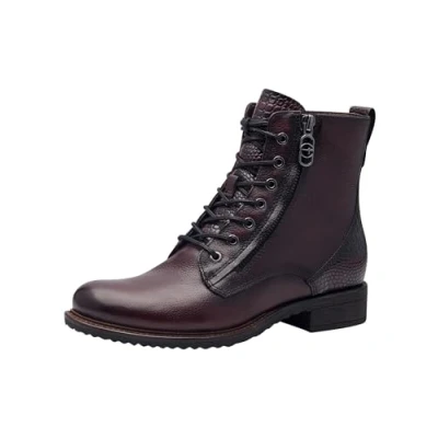 Afbeelding van Tamaris Veterboots, Dames, Maat: 39, Bordeaux Leer/ synthetisch
