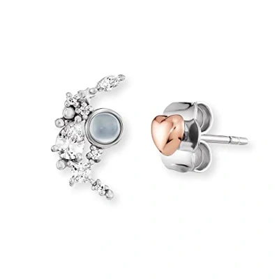 Afbeelding van Engelsrufer ERE HEARTMOON ZI BIR damesoorbellen maanlicht hart sterling zilver zirkonia oorbellen oorstekers, zilver,