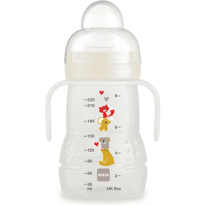 Afbeelding van MAM Trainer+ leerfles voor de overgang naar beker, 220 ml, met druppelvrije speen, tuit en handvat, 4+ maanden, koala