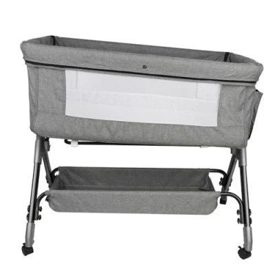 Afbeelding van Berceau 3 en 1, Lit Cododo, Berceau, à Inclinaison réglable, Hauteur réglable sur 4 Niveaux, jusqu&#039;à 20 kg, Moustiquaire, Panier de Rangement 104 * 52 100 110 cm gris lin