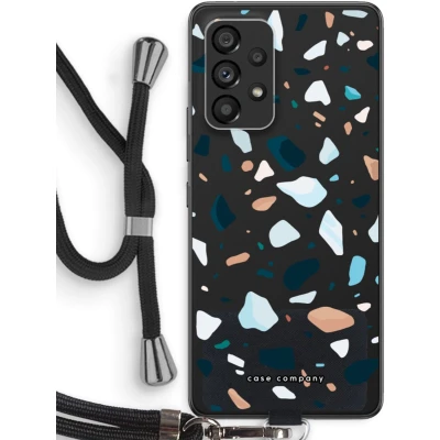 Afbeelding van Case Company® hoesje met Koord geschikt voor Samsung Galaxy A53 5G Terrazzo N13 Telefoonhoesje Zwart Bescherming aan alle Kanten en Over de Schermrand