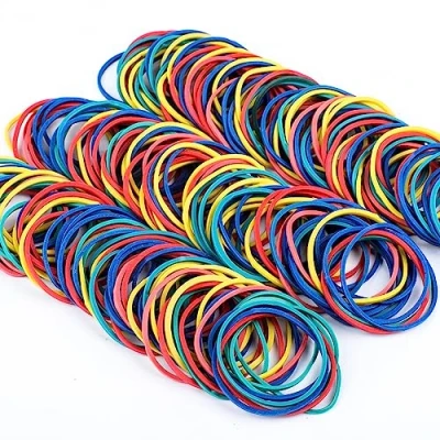 Afbeelding van 400 stuks gekleurde elastische banden, diameter 38 mm, van rubber, voor mappen en school, thuis, kantoor, industrieel handwerk