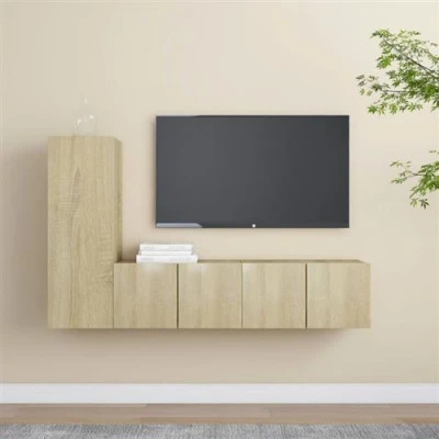 Afbeelding van vidaXL 3 delige Tv meubelset bewerkt hout sonoma eikenkleurig