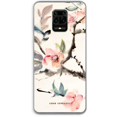 Afbeelding van Case Company® hoesje geschikt voor Xiaomi Redmi Note 9 Pro Japanse bloemen Soft Cover Telefoonhoesje Bescherming aan alle Kanten en Schermrand