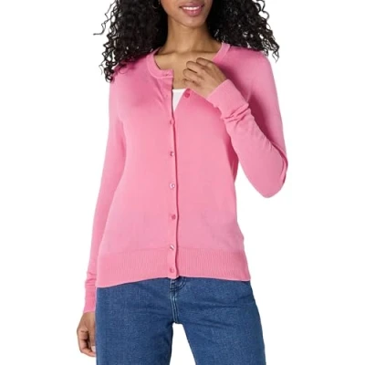 Image de Amazon Essentials Gilet Col Rond Léger (Grandes Tailles Disponibles) Women&#039;s, Rose, XL