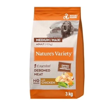 Afbeelding van Nature&#039;s Variety No Grain Medium/Maxi Adult Scharrelkip 3 kg