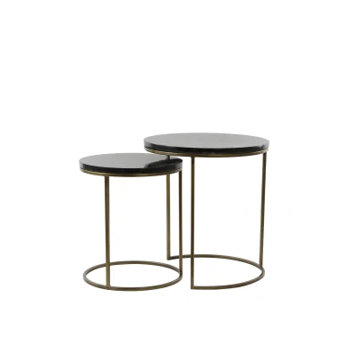 Afbeelding van Light &amp; Living Bijzettafel SOBRINA Ø50x52cm Zwart Set van 2
