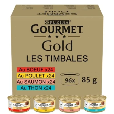 Afbeelding van 96x85g Gold Ragout: Rundvlees, Kip, Tonijn, Zalm Gourmet Kattenvoer