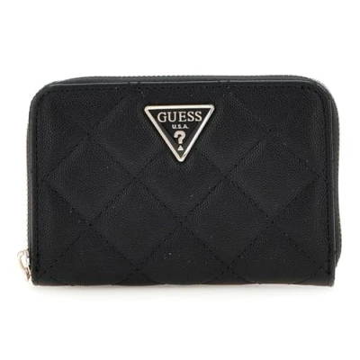Afbeelding van GUESS Portemonnee Eco Carly SLG Medium Zip Around Wallet Black Zwart