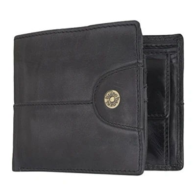 Afbeelding van bruno banani Leren Portemonnee Williamsburg Wallet Quer Black Zwart