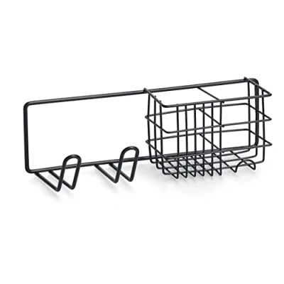 Afbeelding van Zeller doucherekje/badkamer rekje metaal zwart 27 x 9,5 cm
