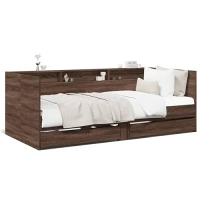 Afbeelding van vidaXL Slaapbank met lades 75x190 cm bewerkt hout bruin eikenkleurig
