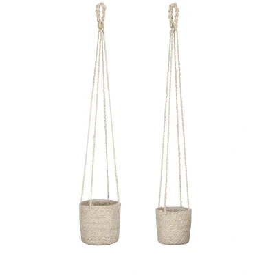 Afbeelding van Atlantic Mand voor Planten Set van 2 H16 x Ø16 cm Crème