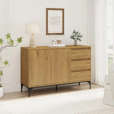 Afbeelding van Dressoir Kistiandi 120x40x76 cm donker eiken [en.casa]