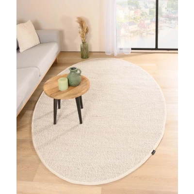 Afbeelding van Wollen Vloerkleed Ovaal Lett Wit 152x245 Cm