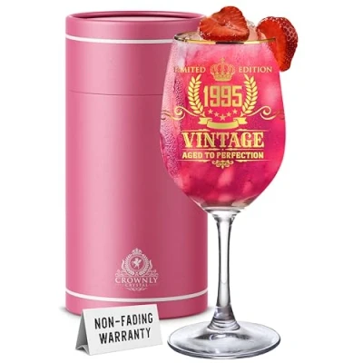 Afbeelding van CROWNLY CRYSTAL® 1995 Cadeau Vrouw 30 Jaar Wijnglas Gepersonaliseerde Decoratie Verjaardag Collega Vriendin Beste