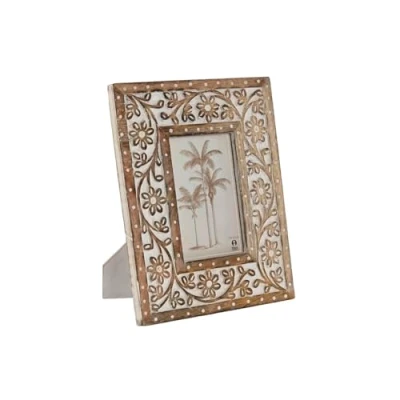 Afbeelding van Fotolijsten Home ESPRIT Wit Natuurlijk Kristal Mangohout Indiaas 21 x 2 26,5 cm