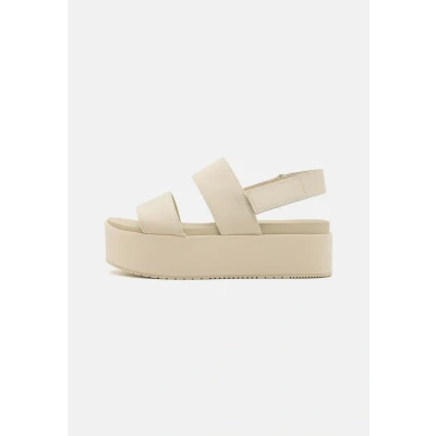 Afbeelding van Calvin Klein Jeans Flatform Sling Sandalen met plateauzool, Dames, Maat: 39, Triple turtle dove Leer en textiel
