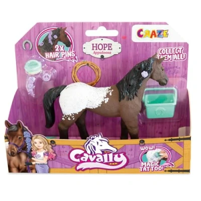 Afbeelding van Cavally Box Set Hope Paard speelgoed om te verzamelen, realistische paardenfiguur met accessoires en speciale effecten, Appaloosa paard, voor meisjes