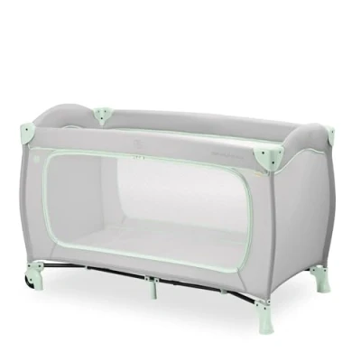 Afbeelding van Hauck Sleep N Play Go Plus Campingbedje met wielen Extra grote doorgang Dusty Mint