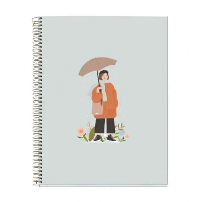Afbeelding van Miquelrius Gerecycled A4 notitieboek, 5 x mm geruit, 120 vellen 70 g/m², 4 kleurstrepen, spiraalbinding, Nordic Melody collectie, paraplu
