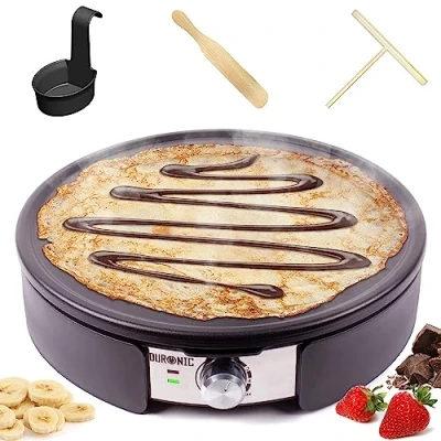 Afbeelding van Duronic PM152 Pannenkoekenmaker 37 cm Elektrische Crêpe Maker 1500W Ideaal voor Crêpes Pannenkoeken Flensjes of Omeletten Antiaanbaklaag Verstelbare Temperatuur Inclusief Accessoires
