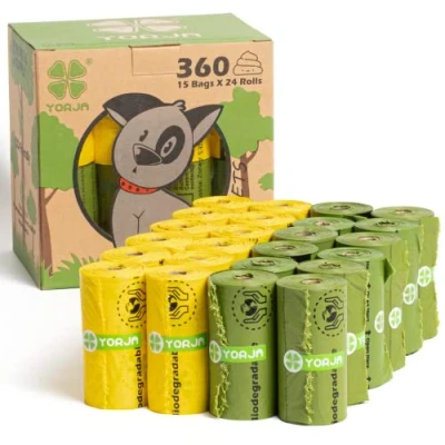 Afbeelding van YORJA Biologisch Afbreekbare Hondenpoepzakjes, 360 stuks, Extra Dik en Sterk 100% Lekvrij