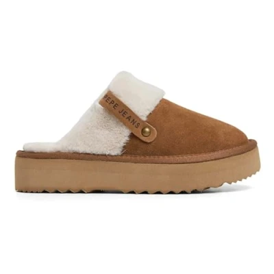 Afbeelding van Pepe Jeans Dissy North Pantoffels, Dames, Maat: 40, Cognac brown Leer en textiel