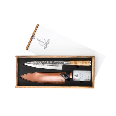 Afbeelding van Forged Koksmes VG10 met lederen hoes