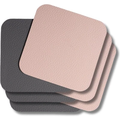 Afbeelding van Jay Hill Onderzetters Vegan leer Grijs / Roze dubbelzijdig 10 x cm 6 Stuks