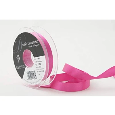Afbeelding van Berisfords Dubbelzijdig satijnen lint, polyester, fuchsia, 10,5 x 3 cm
