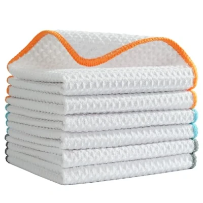 Afbeelding van POLYTE Set van 6 premium microvezel theedoeken, wafelweefsel, 30,5 x cm, wit